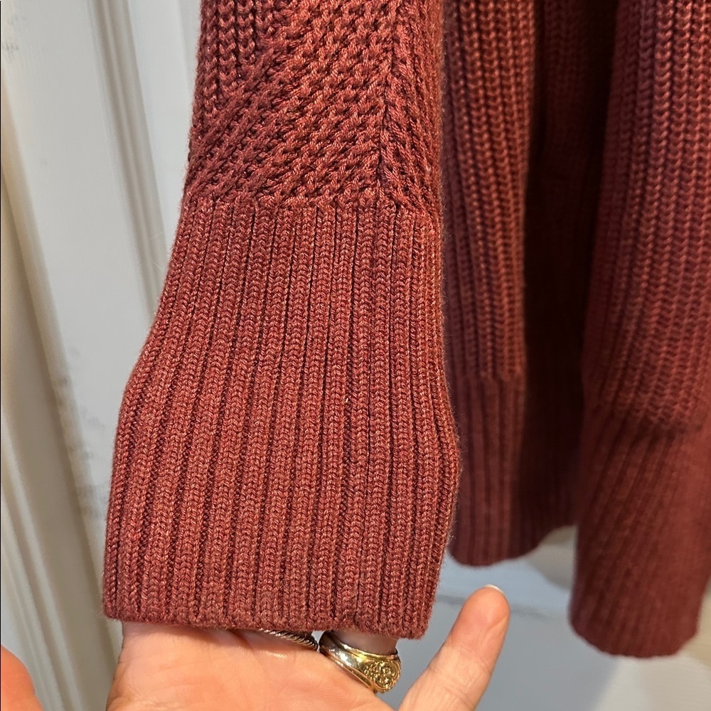 Lululemon Cashlu Heathered Mulled Wine Knit Cardigan Sweater Wrap M - Picture 5 of 9